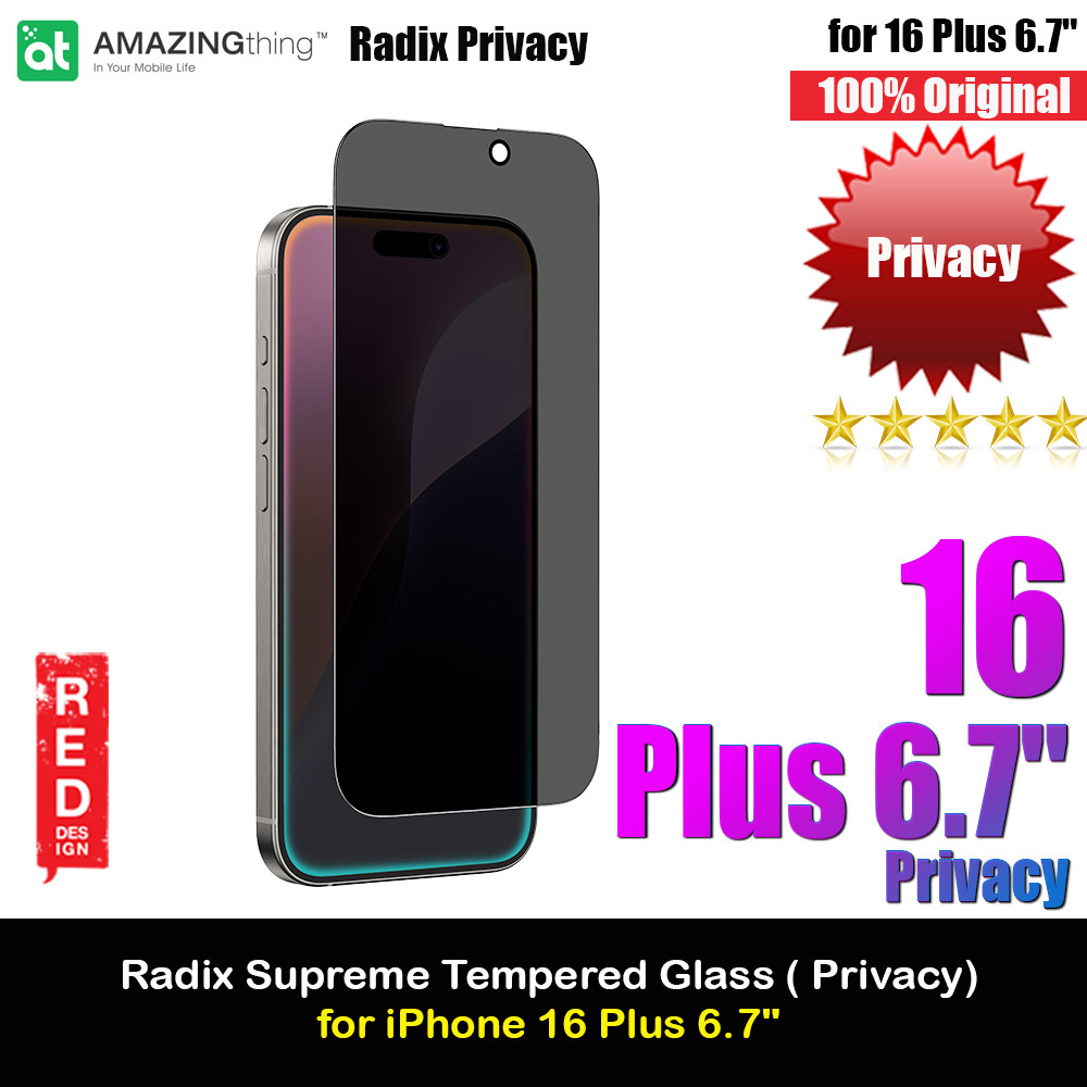 Amazingthing Radix Supreme Privacy Fully Covered Tempered Glass for iPhone 16 Plus 6.7 (Privacy)