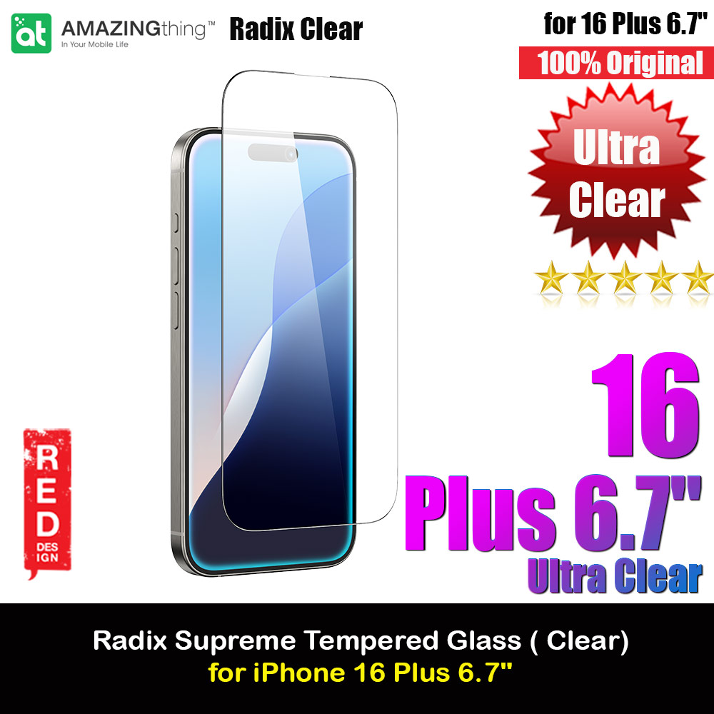 Amazingthing Radix Supreme Fully Covered Tempered Glass for iPhone 16 Plus 6.7 (Ultra Clear)