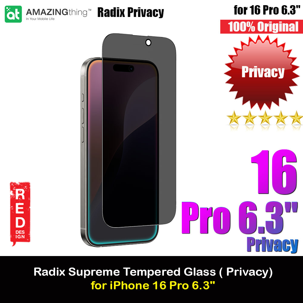Amazingthing Radix Supreme Privacy Fully Covered Tempered Glass for iPhone 16 Pro 6.3 (Privacy)