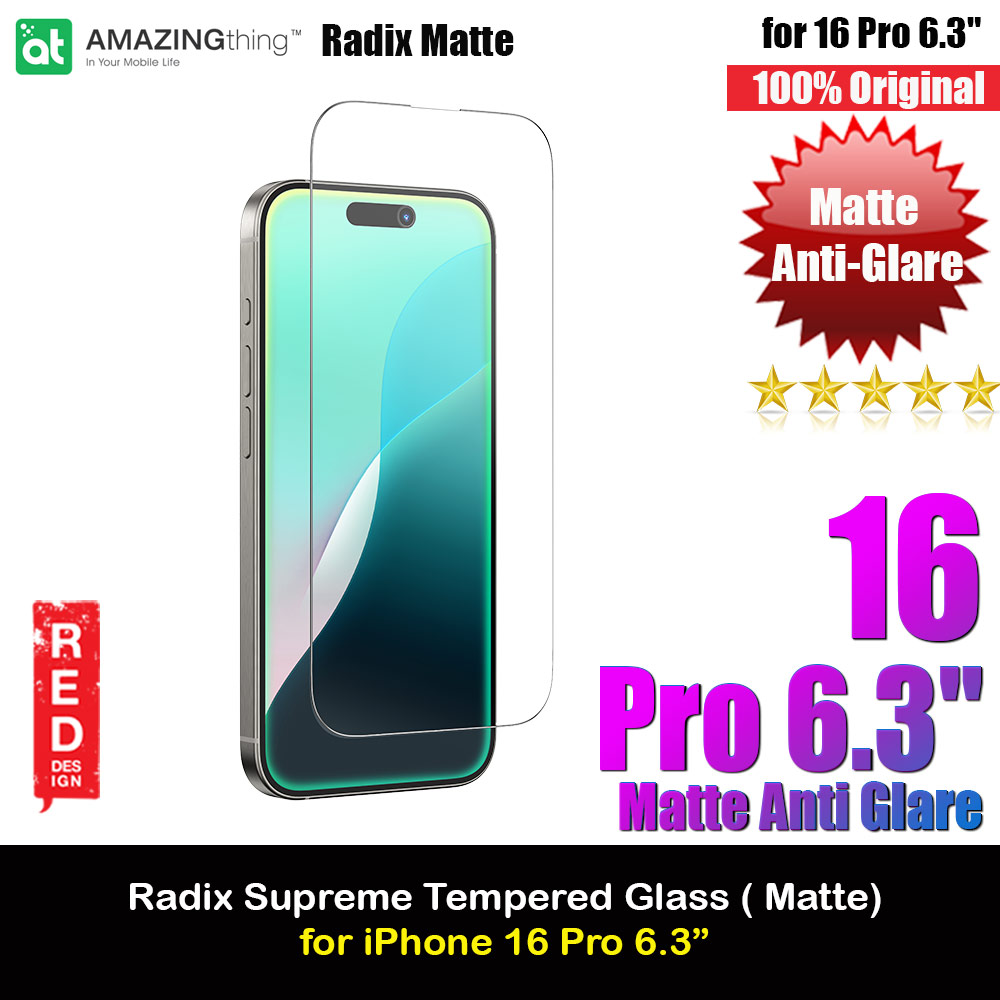 Amazingthing Radix Supreme Matte Anti Glare Fully Covered Tempered Glass for iPhone 16 Pro 6.3 (Matte Anti Glare)