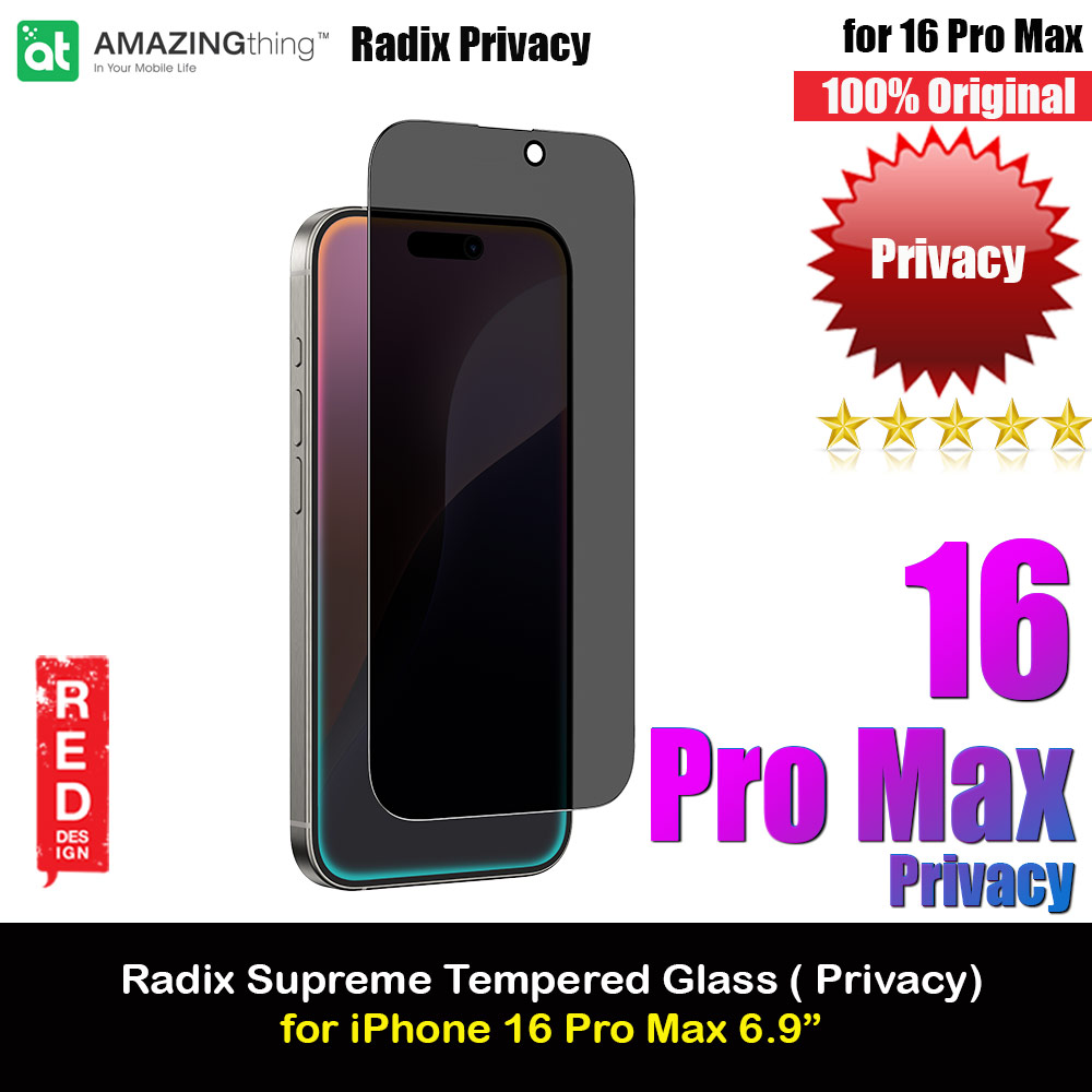 Amazingthing Radix Supreme Privacy Fully Covered Tempered Glass for iPhone 16 Pro Max 6.9 (Privacy)