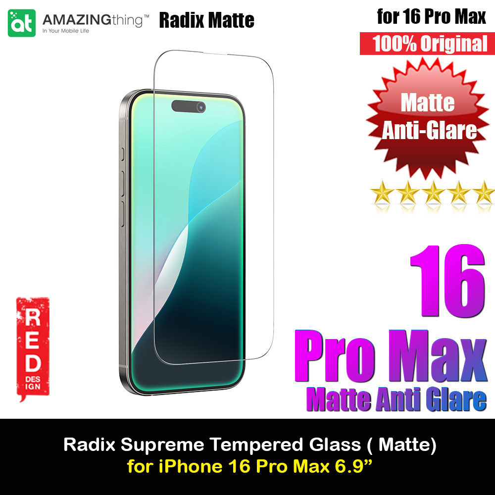 Amazingthing Radix Supreme Matte Anti Glare Fully Covered Tempered Glass for iPhone 16 Pro Max 6.9 (Matte Anti Glare)