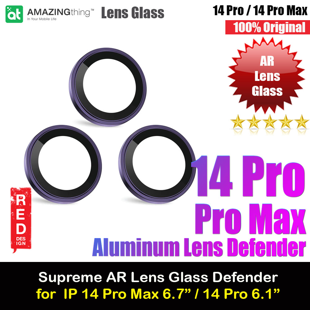 Amazingthing Supreme AR Lens Glass Aluminum Defender Tempered Glass Protector for iPhone 14 Pro 6.1 iPhone 14 Pro Max 6.7 (3PCS Symphony Purple)