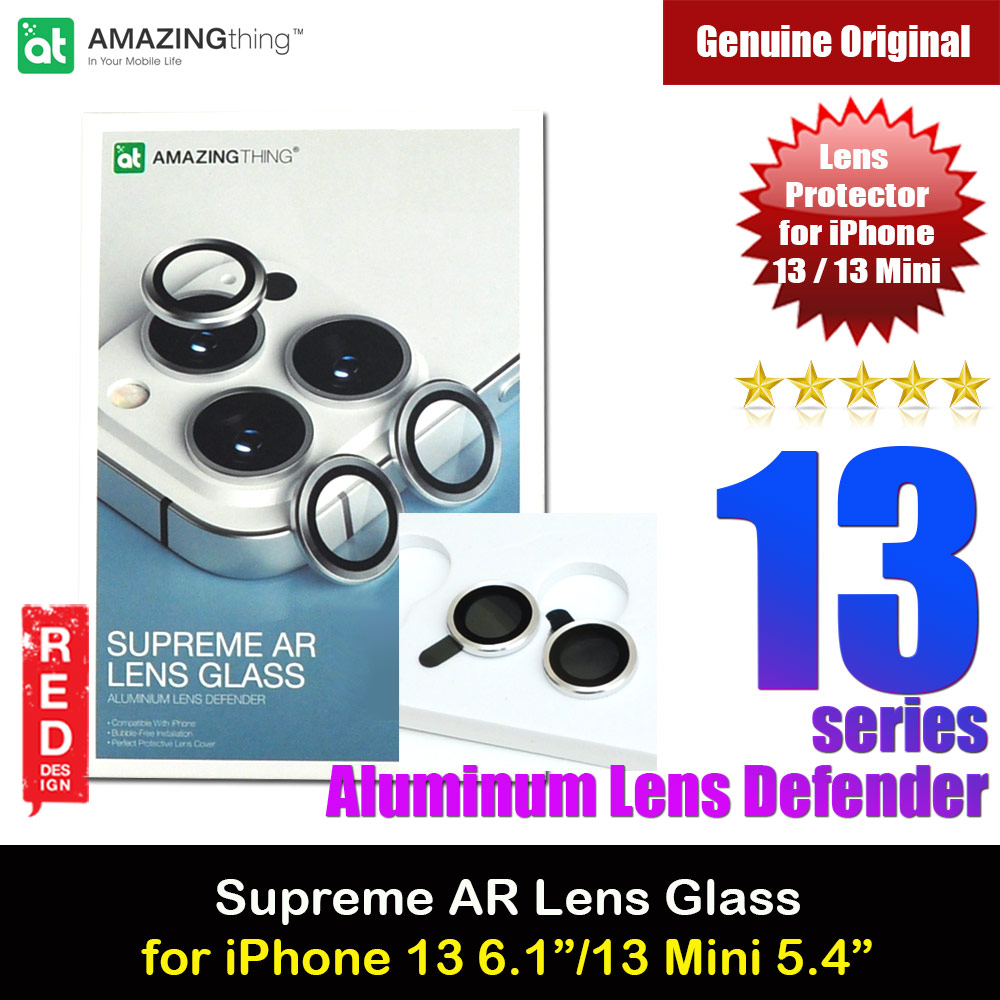 AmazingThing SupremeGlass Lens Glass Camera Lens Protector Protection Tempered Glass for Apple iPhone 13 Mini 5.4 iPhone 13 6.1 (Silver 2pcs)