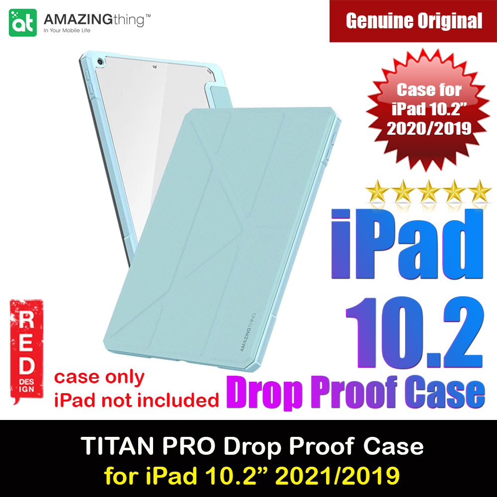 Amazingthing Titan Pro Shock Absorption Drop Proof Flip Stand Case for Apple iPad 10.2 8th generation 2019  Apple iPad 10.2 9th generation 2021 (Blue)