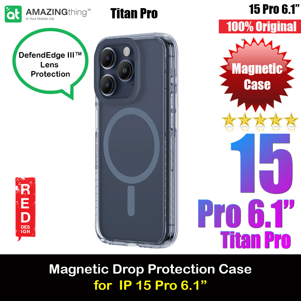 Amazingthing TITAN PRO Drop Proof Magnetic Case for iPhone 15 Pro 6.1 (Dark Blue)