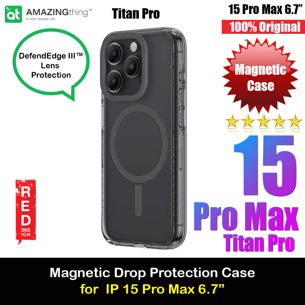 Amazingthing TITAN PRO Drop Proof Magnetic Case for iPhone 15 Pro Max 6.7 (Black)