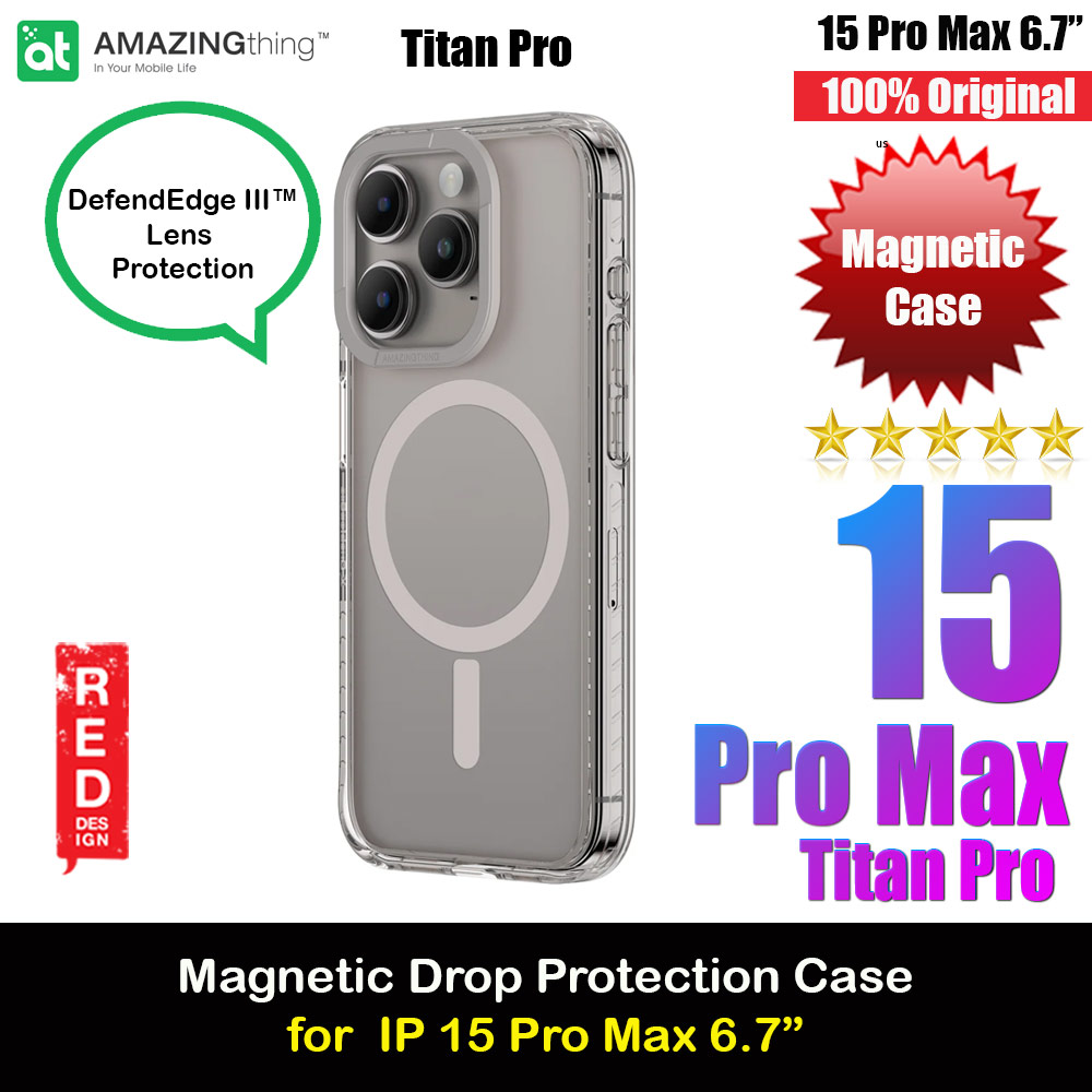 Amazingthing TITAN PRO Drop Proof Magnetic Case for iPhone 15 Pro Max 6.7 (Gray)