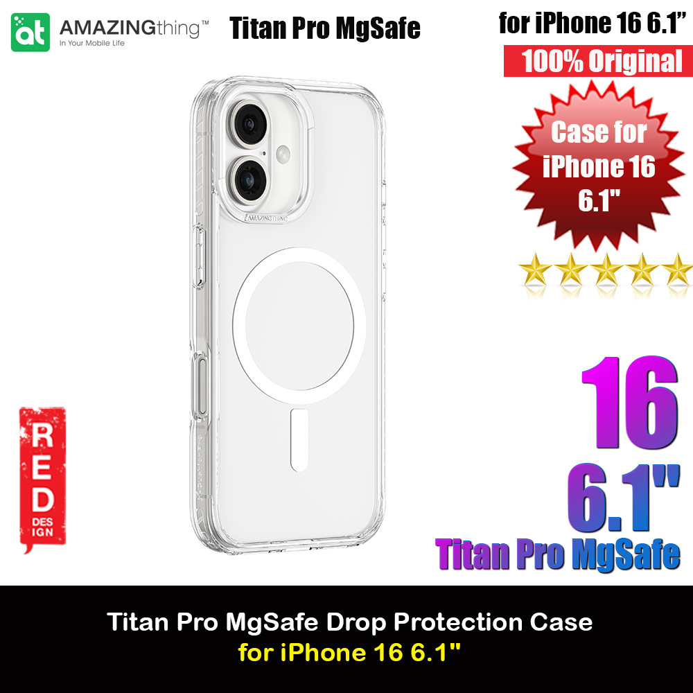 Amazingthing TITAN PRO Magsafe Compatible Drop Proof Case for iPhone 16 6.1 (Clear)
