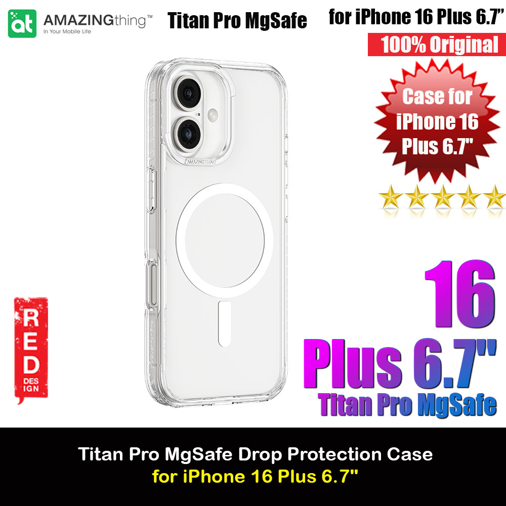 Amazingthing TITAN PRO Magsafe Compatible Drop Proof Case for iPhone 16 Plus 6.7 (Clear)
