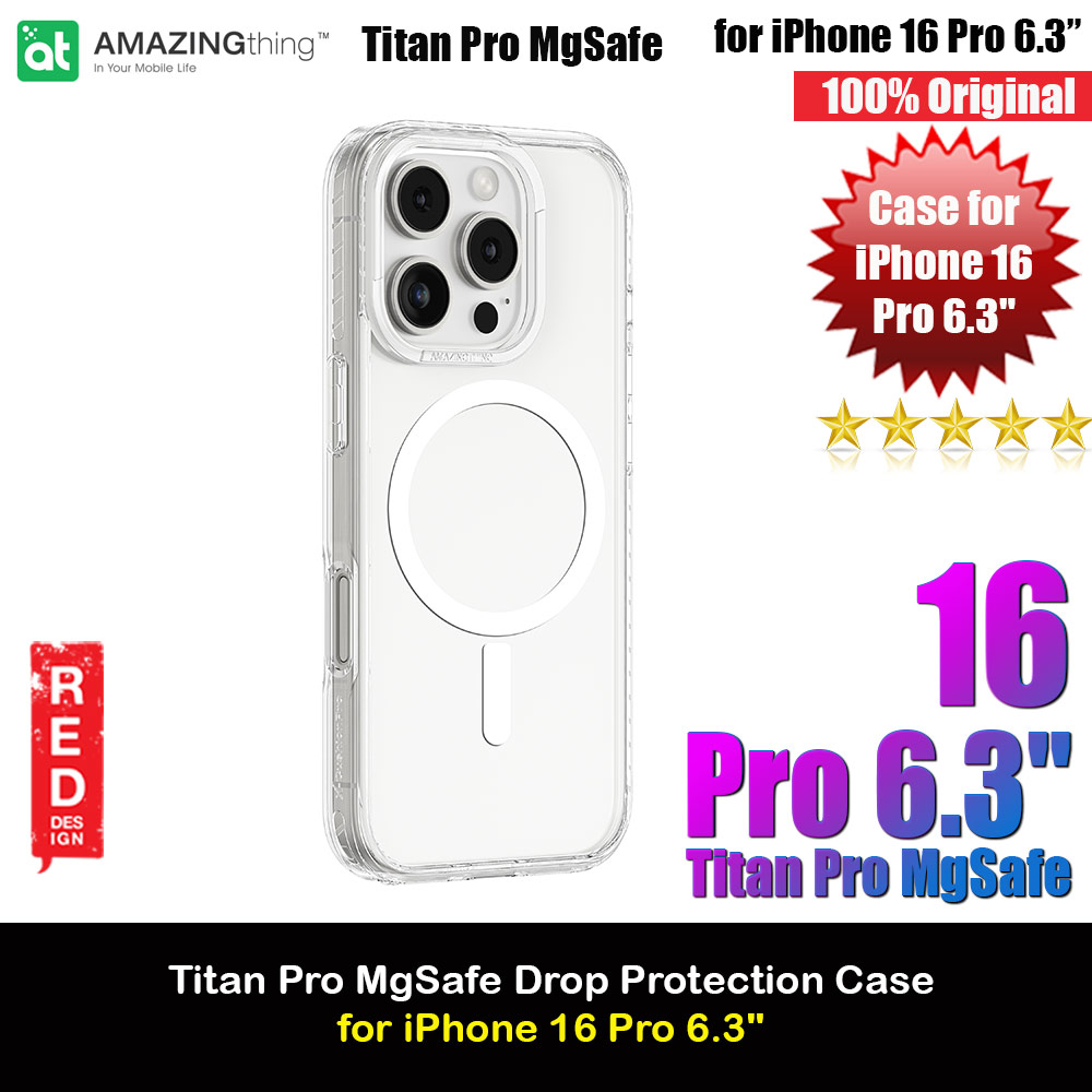 Amazingthing TITAN PRO Magsafe Compatible Drop Proof Case for iPhone 16 Pro 6.3 (Clear)