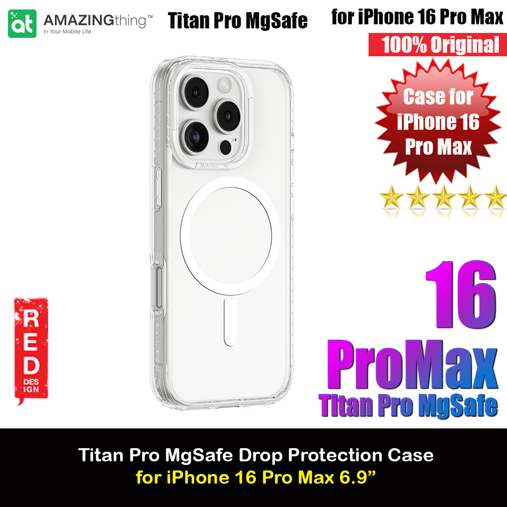 Amazingthing TITAN PRO Magsafe Compatible Drop Proof Case for iPhone 16 Pro Max 6.9 (Clear)