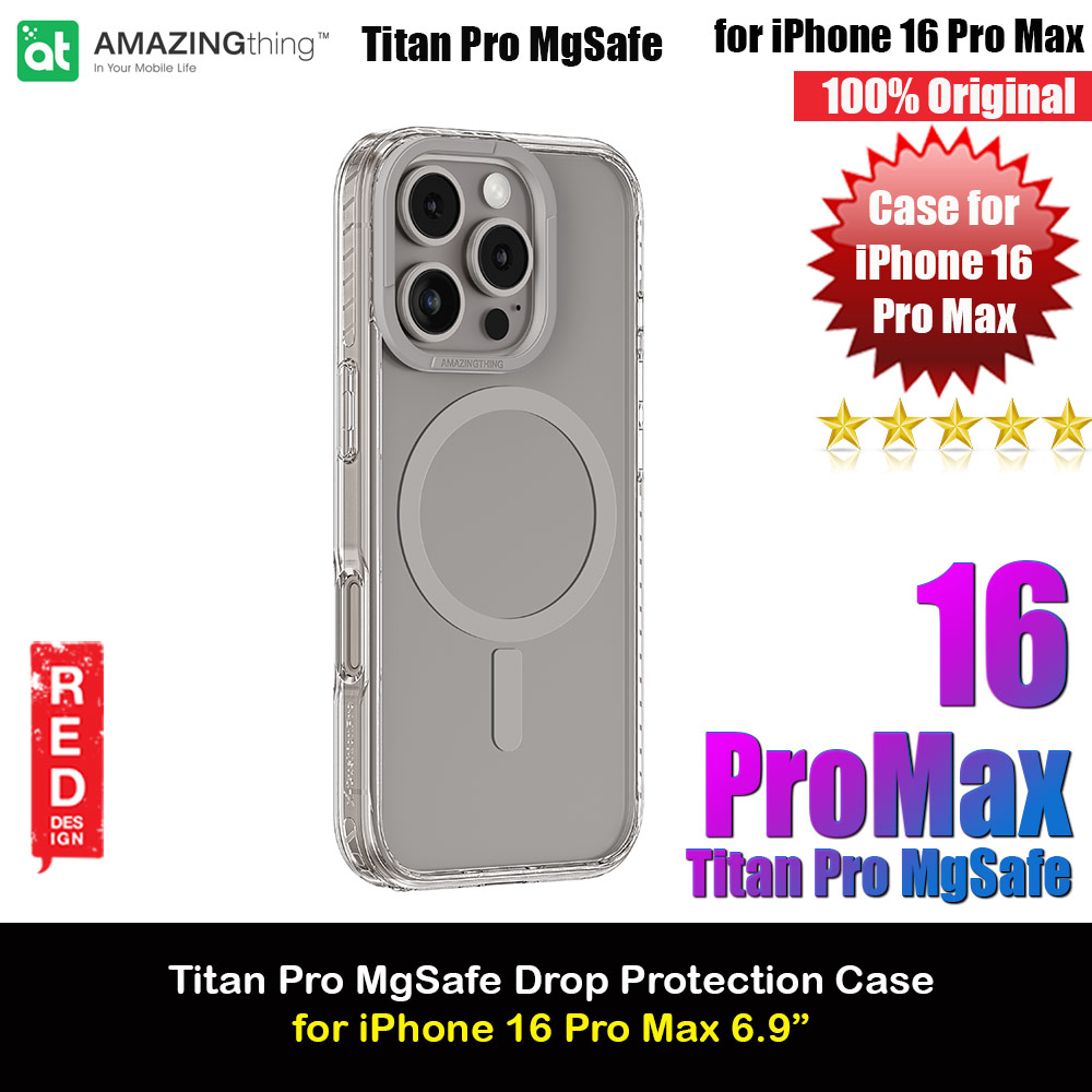 Amazingthing TITAN PRO Magsafe Compatible Drop Proof Case for iPhone 16 Pro Max 6.9 (Titan Gray)