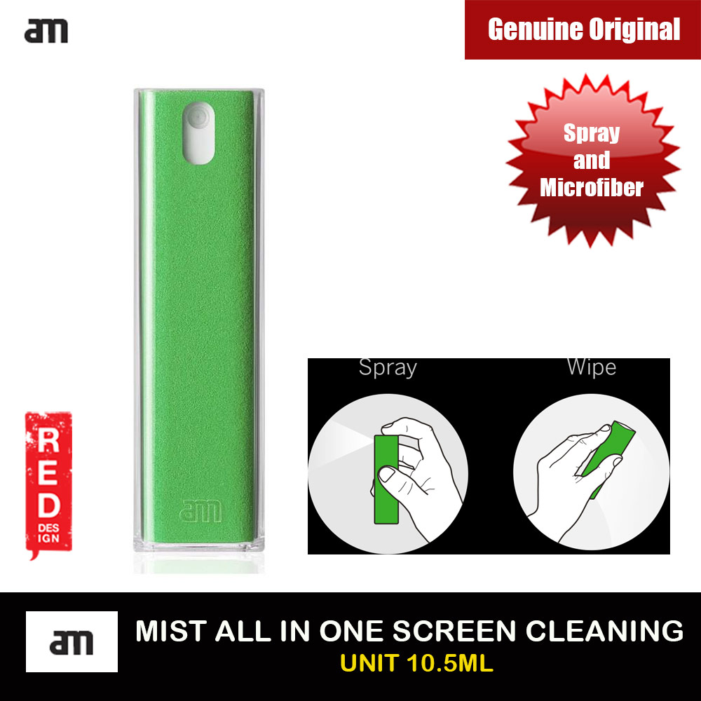 AM Get Clean Microfiber and Spray 2 in 1 Screen Cleaner for iPhones iPads Smartphones Tablets Laptops 10.5ml (Green)