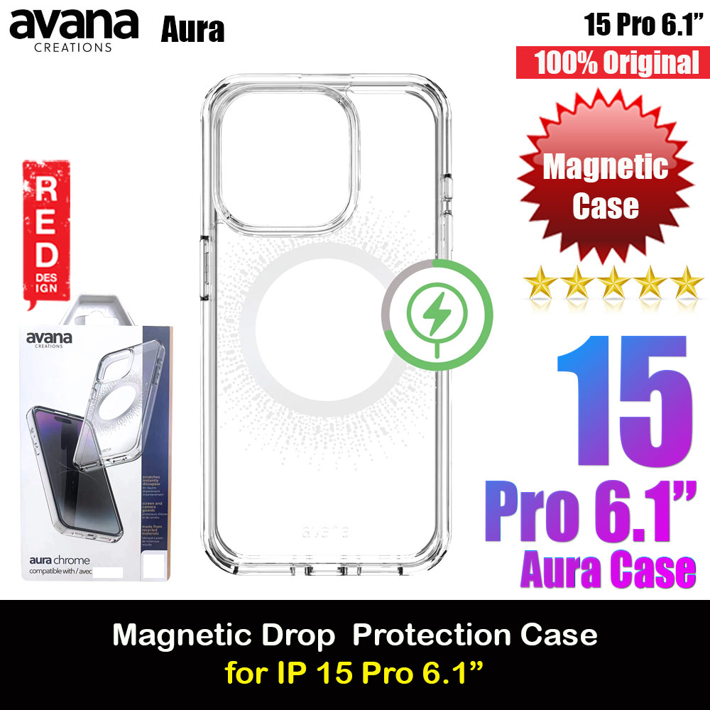 Avana Aura Series Magnetic Drop Protection Transparent Case for Apple iPhone 15 Pro 6.1 (Silver)