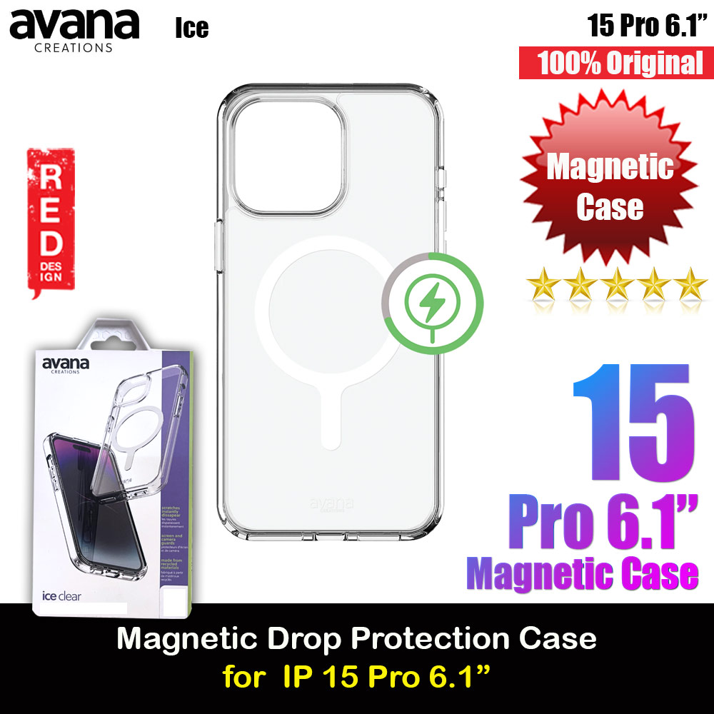 Avana Ice Series Magnetic Drop Protection Transparent Case for Apple iPhone 15 Pro 6.1 (Ice Clear)