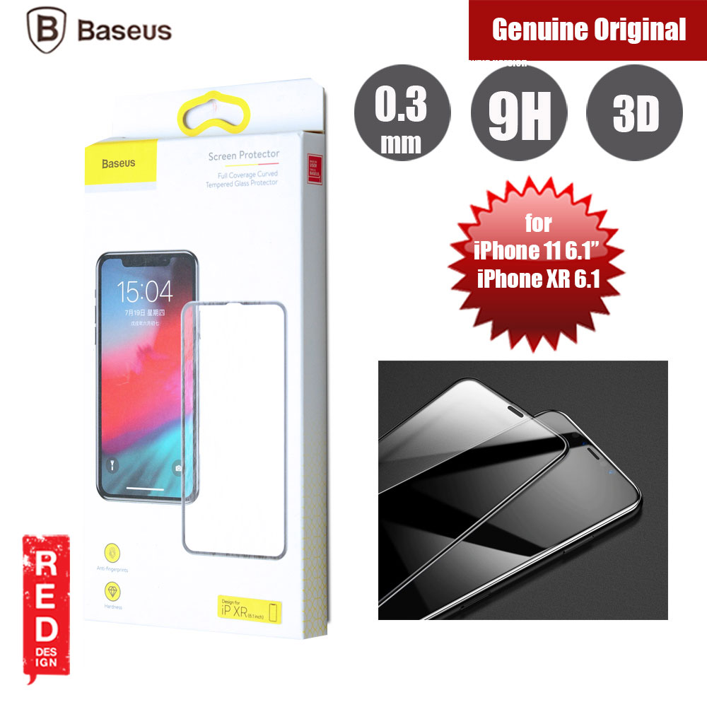 Baseus 3D Full Coverage Tempered Glass for Apple iPhone XR iPhone 11 6.1" (Black)