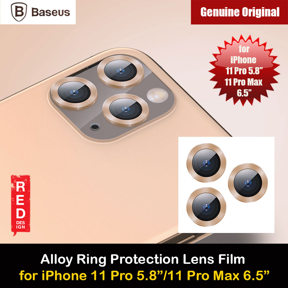 Baseus Alloy Ring Lens Film Protector Independent Fully Cover Lens Film for iPhone 11 Pro Max 6.5 iPhone 11 Pro 5.8  (Gold)