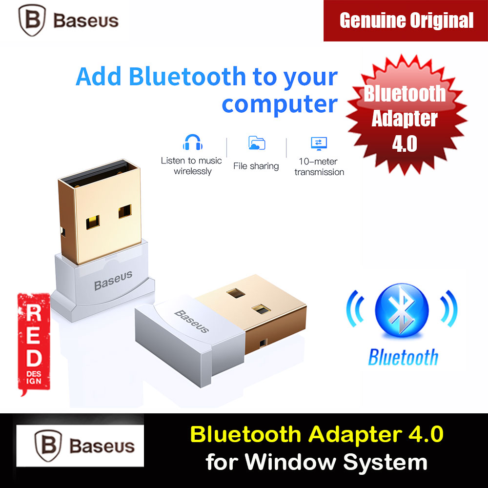 Baseus USB Bluetooth 4.0 Adapter External Bluetooth Adapter Compatible with Window for connect bluetooth headsets earphone speakers mouse keyboards mobile phones tablets gamepads (White)
