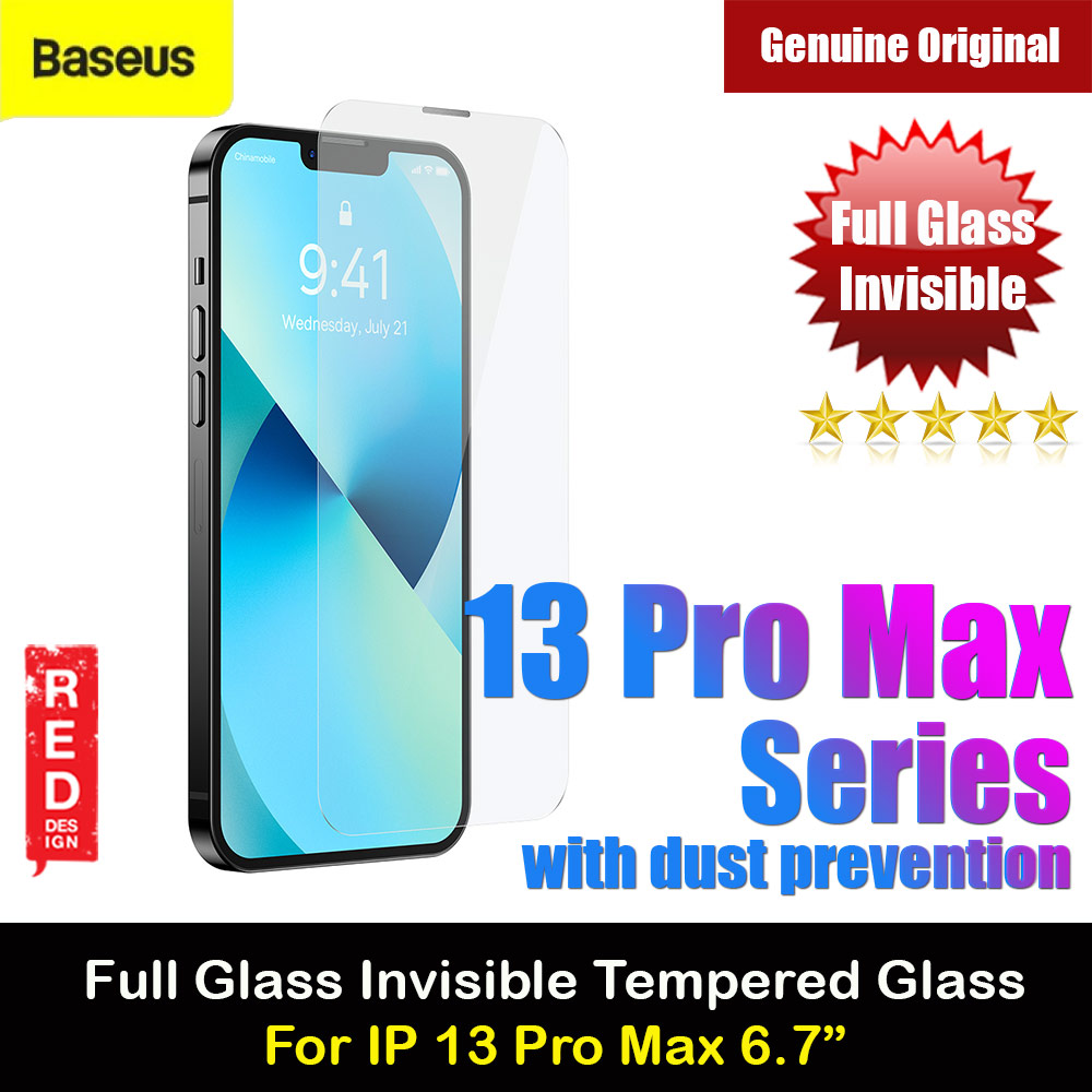 Baseus Full Coverage Invisible Tempered Glass with Cellular Dust Prevention for iPhone 13 Pro Max 6.7 (HD Clear 2pcs)