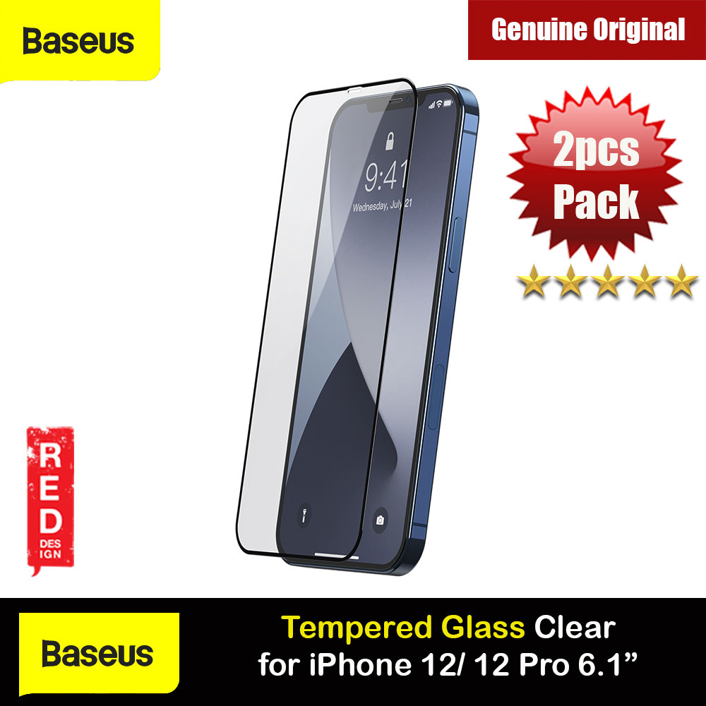 Baseus 0.25mm HD Full Screen Anti Finger Print Tempered Glass for iPhone 12 iPhone 12 Pro 6.1 (Clear 2pcs Pack)