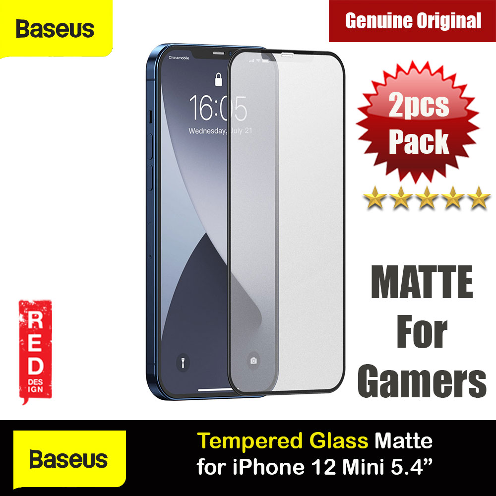 Baseus 0.25mm Frosted Gaming Gamer Full Screen Anti Finger Print Tempered Glass for iPhone 12 Mini 5.4 (Matte 2pcs Pack)