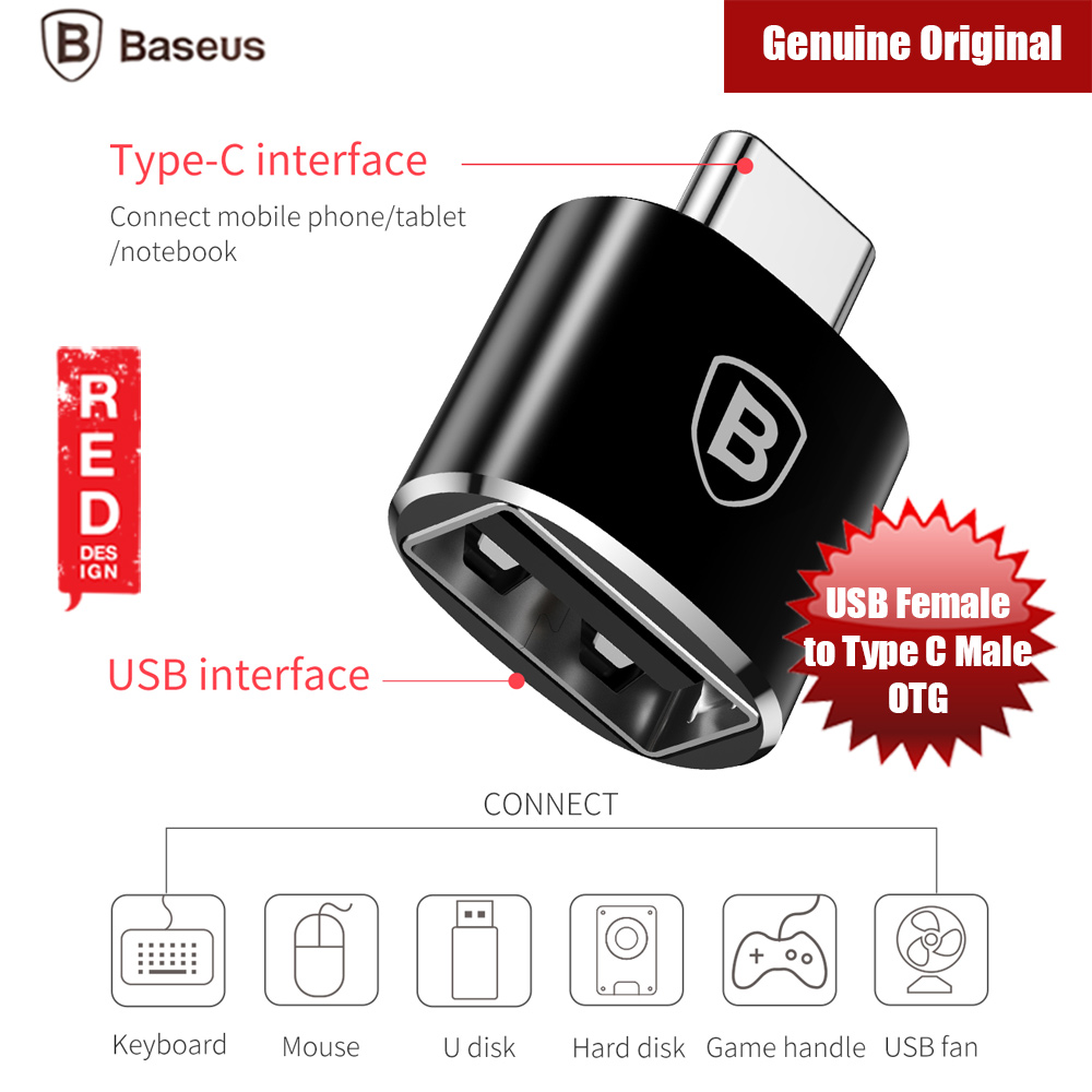 Baseus Mini USB Female to Type C Male Adapter Converter (Black)