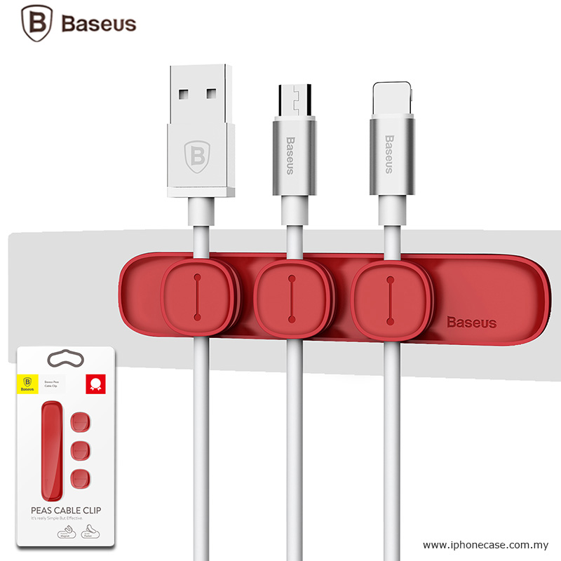 BASEUS Peas Magnetic Cable Clip USB Cord Holder Wire Management - Red