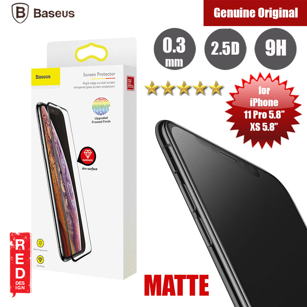 Baseus Full Coverage Tempered Glass for Apple iPhone XS iPhone X iPhone 11 Pro 5.8" (Matte Surface)