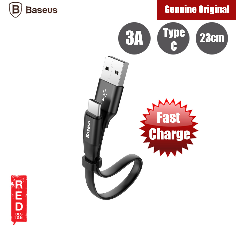 Baseus 3A Quick Charge Short Type C Cable for Samsung Note 9 Huawei Mate 20 Pro 23cm (Black)
