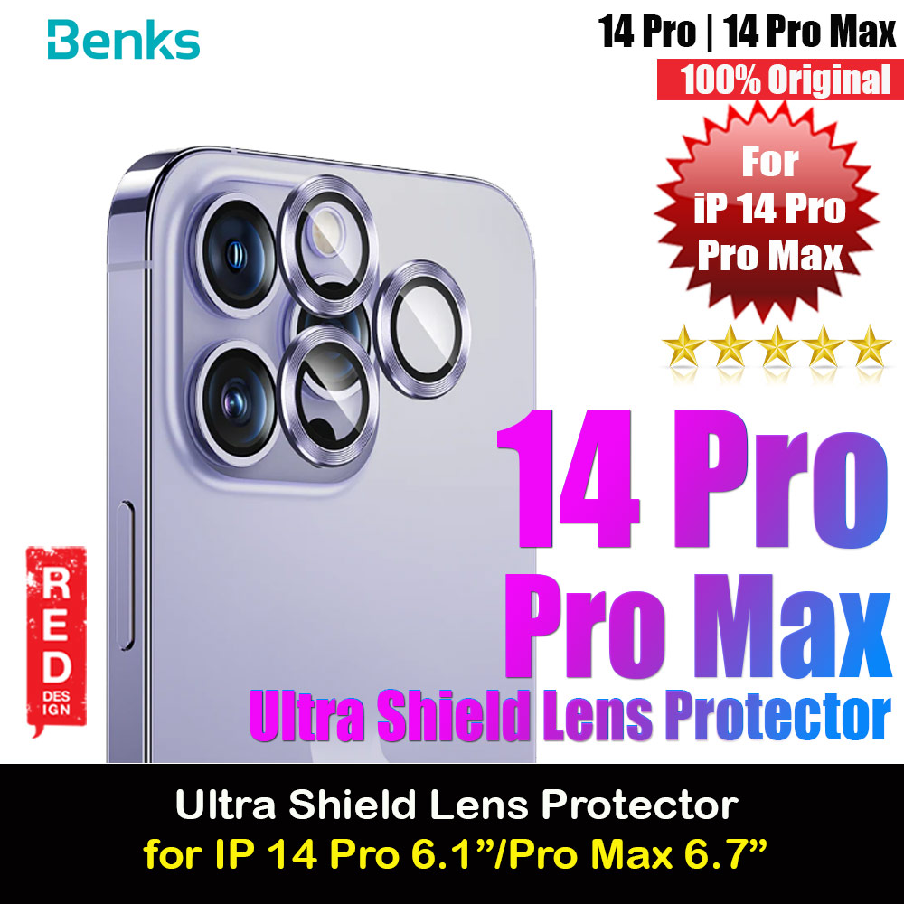 Benks Ultra Thin Metal Shield Tempered Glass Camera Lens Protection Protector for iPhone 14 Pro 6.1 iPhone 14 Pro Max 6.7 (Purple)