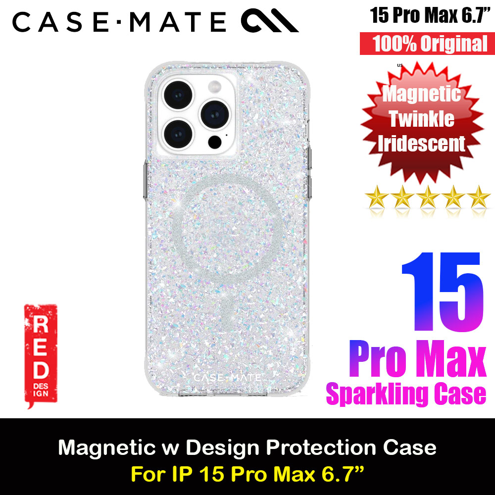 Case Mate Case-Mate Stylish Design Drop Protection Case with Magnetic Charging for iPhone 15 Pro Max 6.7 (Twinkle Disco Iridescent)