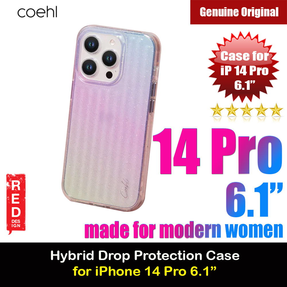 Coehl Linear Glitter Crystals Drop Protection Case Design for Modern Women Girl for iPhone 14 Pro 6.1 (Stardust)