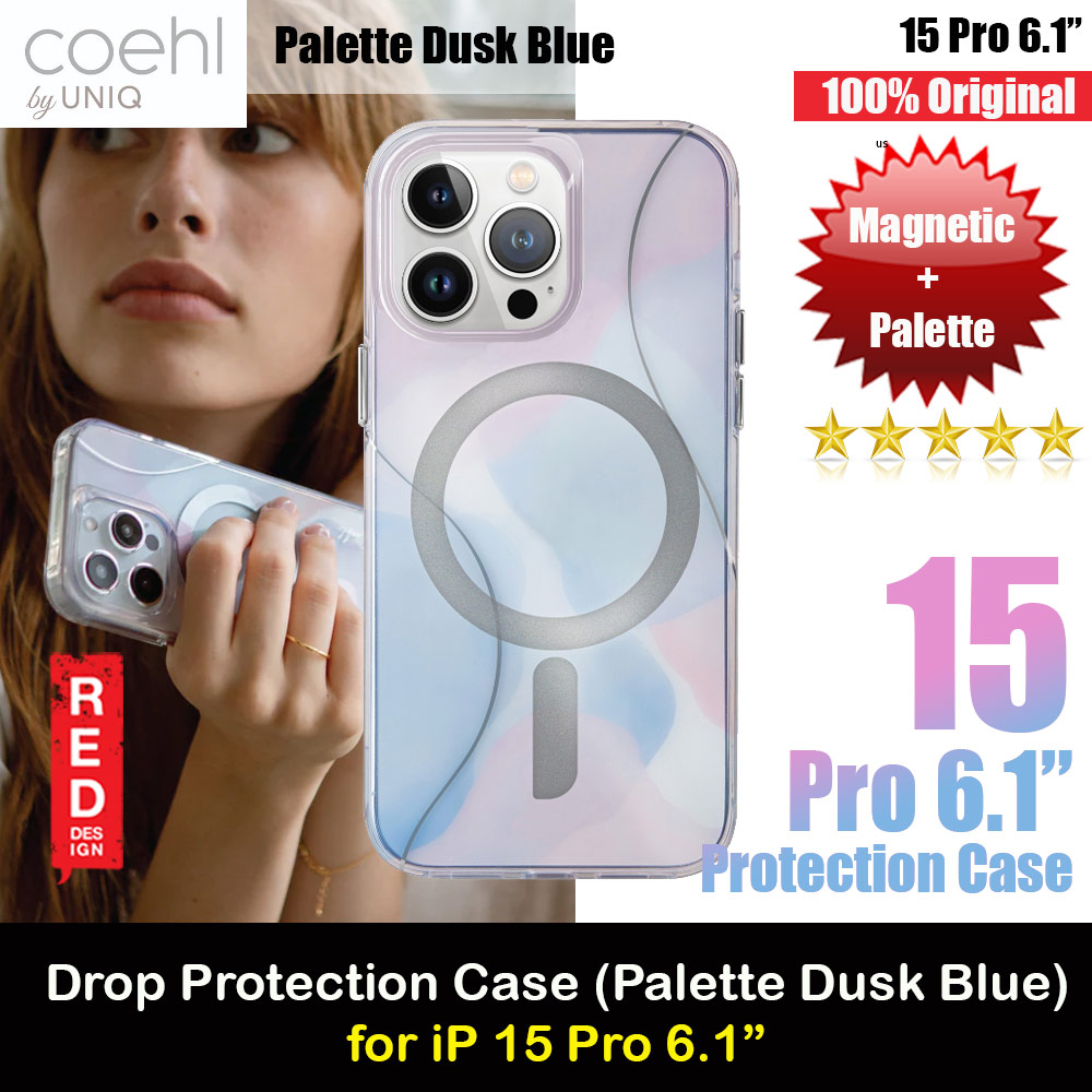 Coehl by Uniq Design for Modern Women Girl Lady Magnetic Charging Compatible for iPhone 15 Pro 6.1 (Palette Dusk Blue)