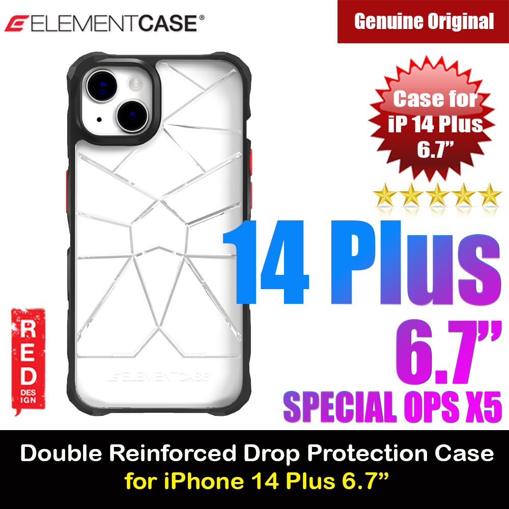 Element Case Special Ops Double Reinforced Drop Protection Case Compatible for iPhone 14 Plus 6.7 (Clear Black)