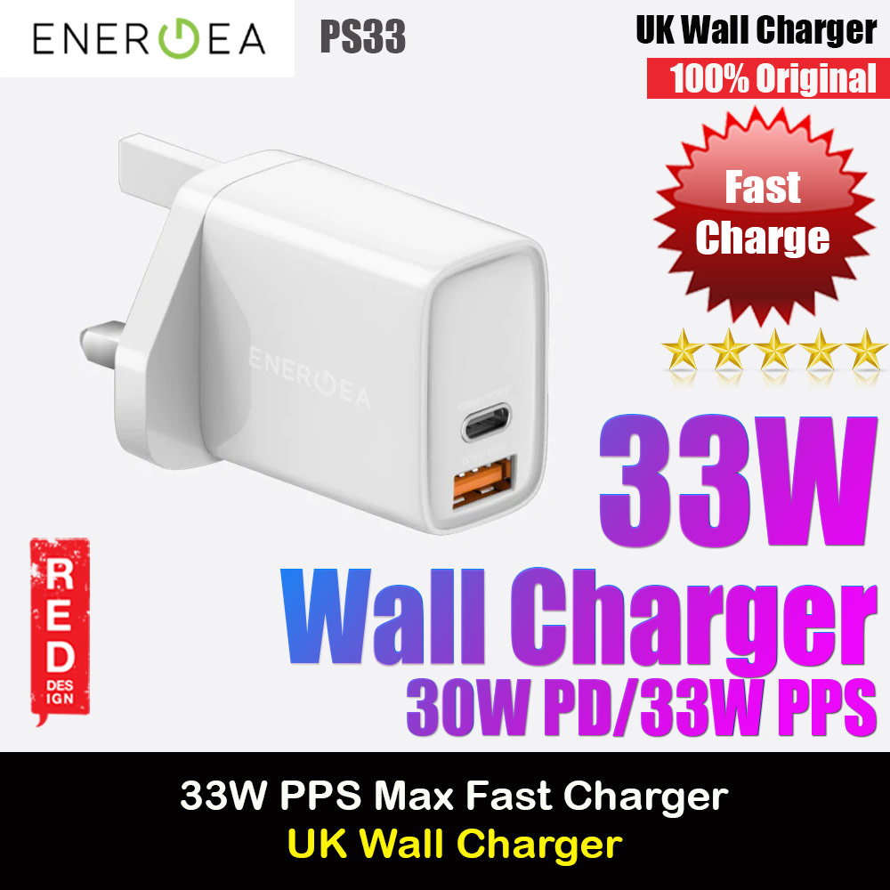 Energea 30W PD 33W PPS USB-C Power Delivery Quick Charge 3.0 Fast Charge Wall Charger UK