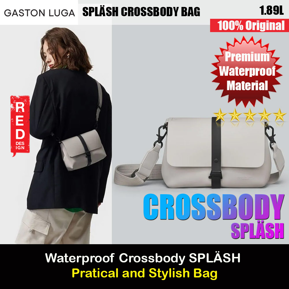 Gaston Luga SPLÄSH CROSSBODY BAG Premium Waterproof Eco Material Bag Compact Messenger Style Bag with Detachable Shoulder Strap As Clutch (Taupe)