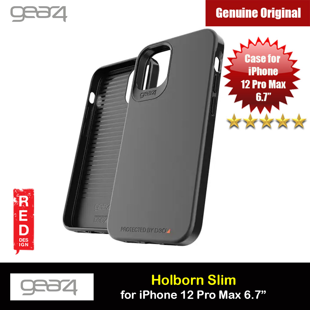 Gear4 D30 Holborn Slim Soft Touch Drop Protection Case for iPhone 12 Pro Max 6.7 (Black)