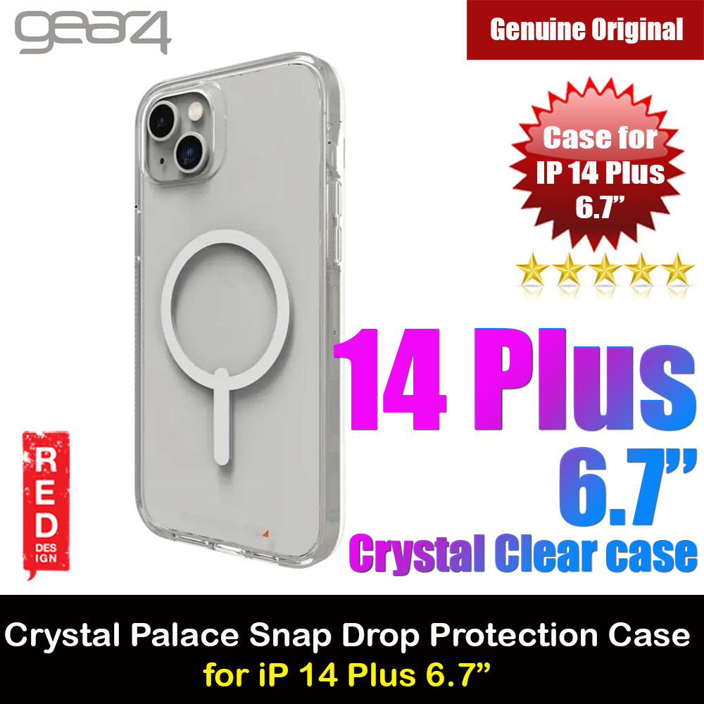 Gear4 Crystal Palace Snap D30 Drop Protection Case with Magsafe Compatible for iPhone 14 Plus 6.7 (Clear)