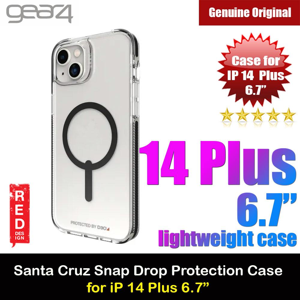 Gear4 Santa Cruz Snap D30 Drop Protection Lightweight Case with Magsafe Compatible for iPhone 14 Plus 6.7 (Black)