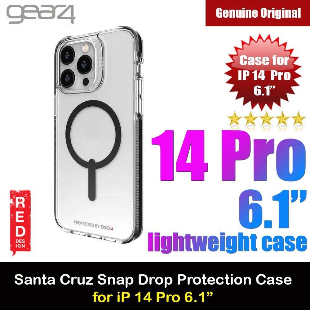 Gear4 Santa Cruz Snap D30 Drop Protection Lightweight Case with Magsafe Compatible for iPhone 14 Pro 6.1 (Black)