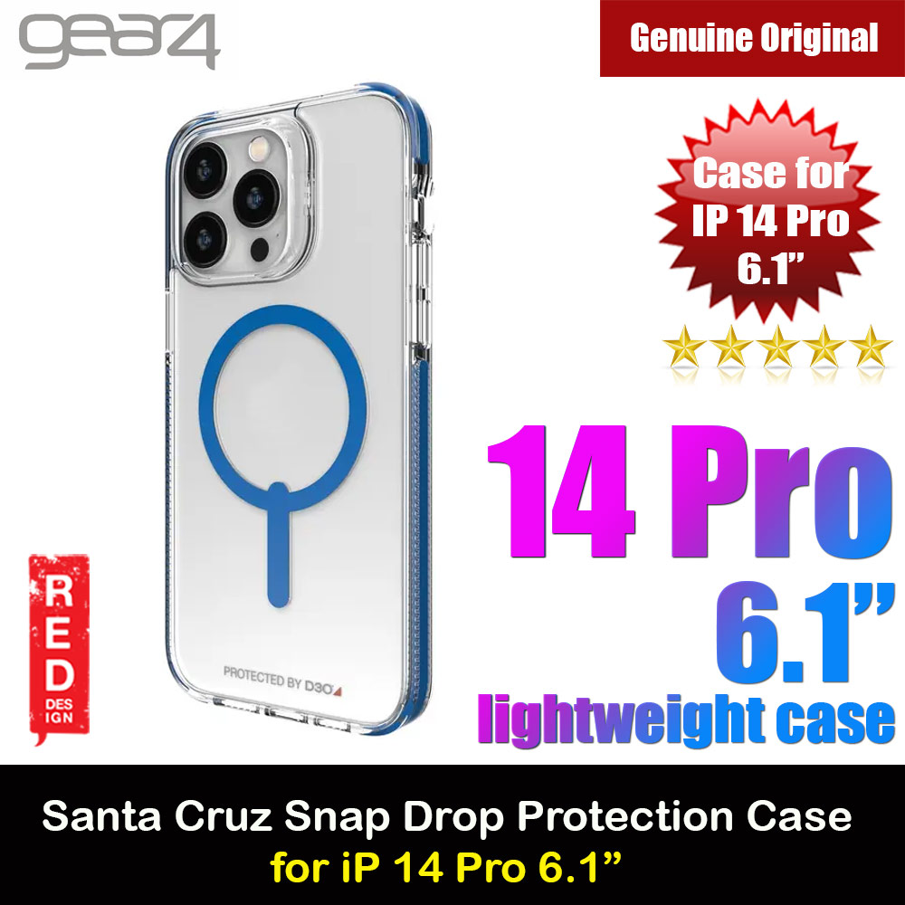 Gear4 Santa Cruz Snap D30 Drop Protection Lightweight Case with Magsafe Compatible for iPhone 14 Pro 6.1 (Blue)