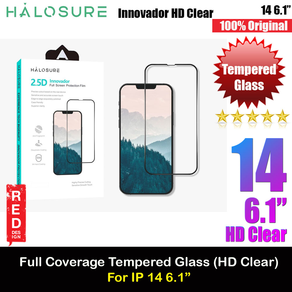 Halosure 2.5D Full Coverage Tempered Glass Screen Protector for Apple iPhone 14 6.1 (HD Clear)