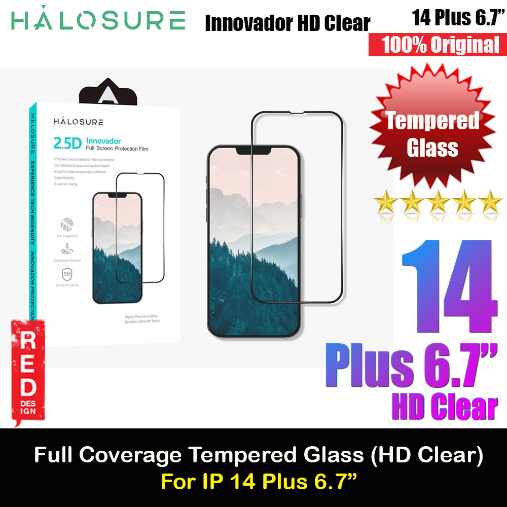 Halosure 2.5D Full Coverage Tempered Glass Screen Protector for Apple iPhone 14 Plus 6.7 (HD Clear)