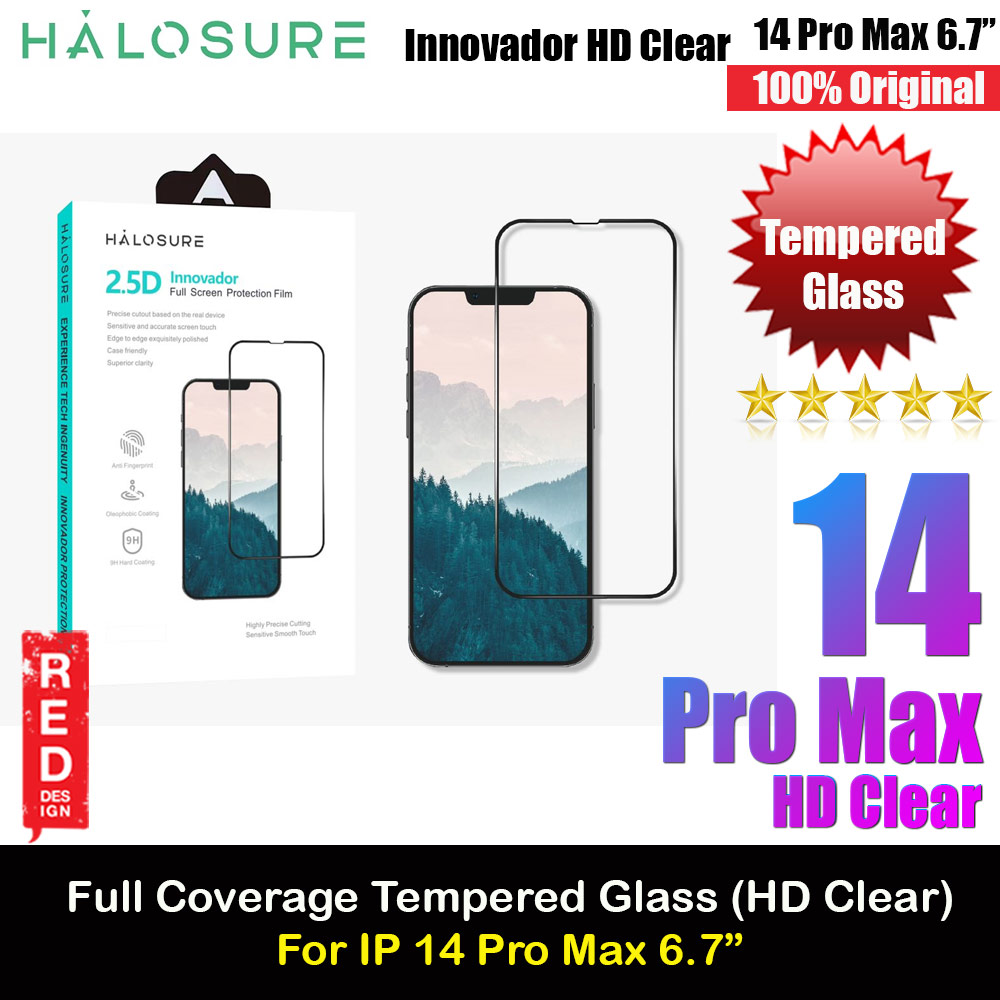 Halosure 2.5D Full Coverage Tempered Glass Screen Protector for Apple iPhone 14 Pro Max 6.7 (HD Clear)