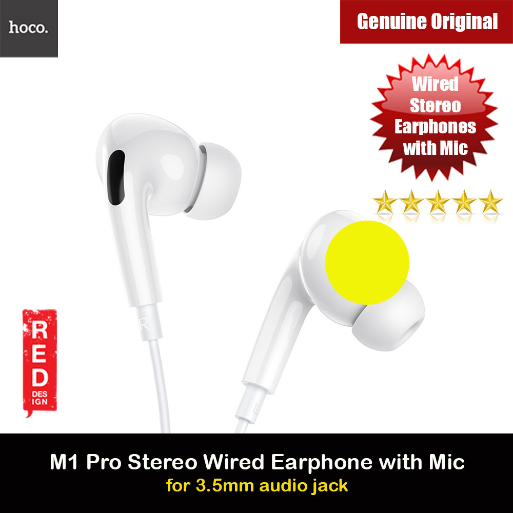 Hoco M1 Pro Stereo Wired Earphone In Ear Sport Earphones with mic for xiaomi iPhone Samsung Headset Laptop Computer Table 3.5mm Interface (White)