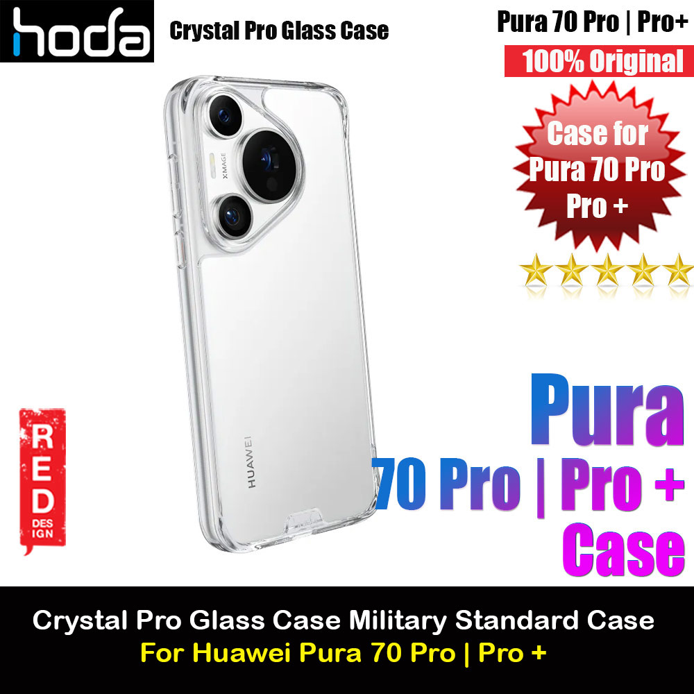 Hoda Crystal Pro Tempered Glass Black Plate Drop Protection Case for Huawei Pura 70 Pro | Pro Plus (Crystal Clear)