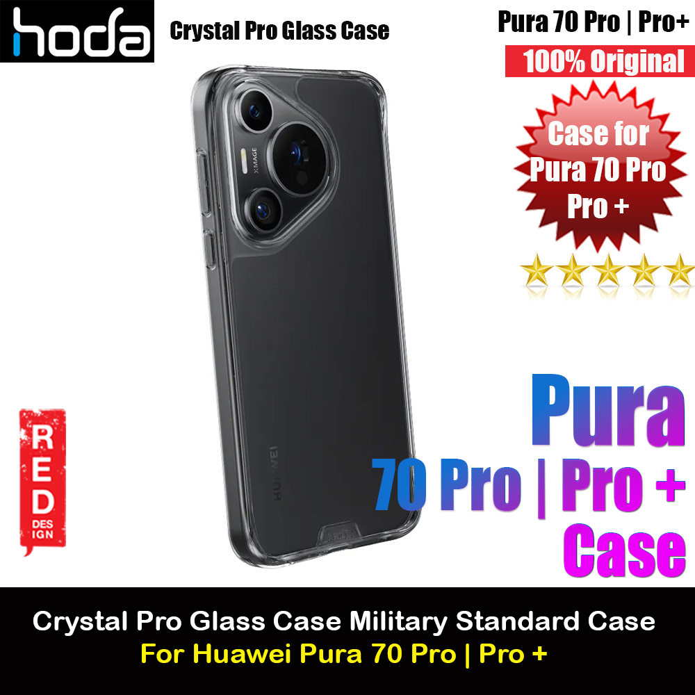 Hoda Crystal Pro Tempered Glass Black Plate Drop Protection Case for Huawei Pura 70 Pro | Pro Plus (Crystal Clear Black)