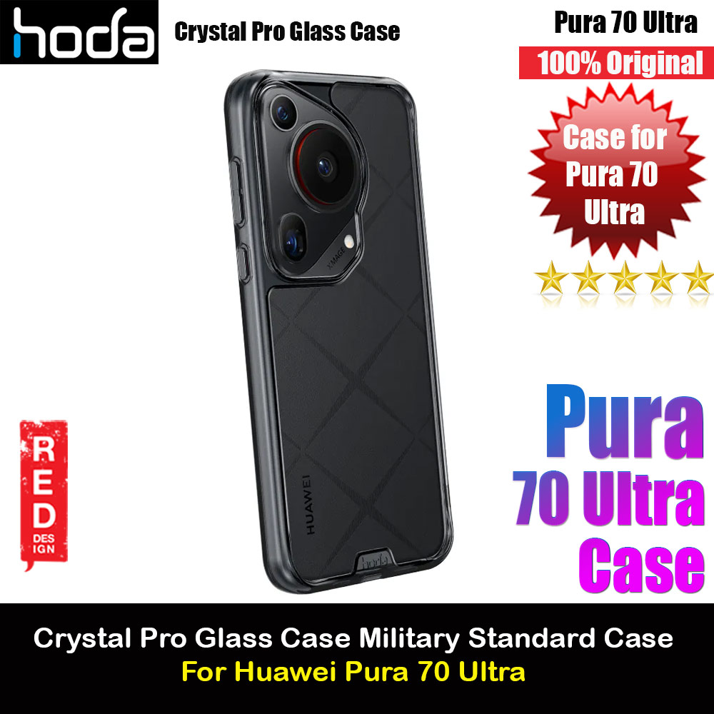 Hoda Crystal Pro Tempered Glass Black Plate Drop Protection Case for Huawei Pura 70 Ultra (Crystal Clear Black)