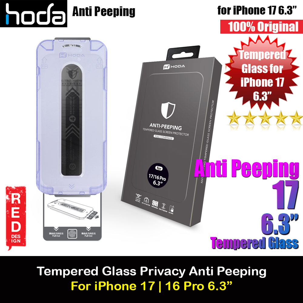 Hoda Privacy Full Coverage Tempered Glass Screen Protector for iPhone 17 16 Pro 6.3 (Anti Peep)